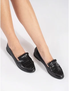 Trendy mokasíny dámské černé bez podpatku