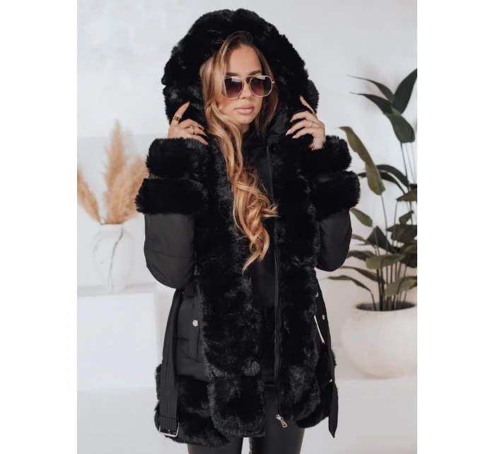 CITYGLANCE dámská zimní bunda s umělou kožešinou černá FashionStreet TY5045