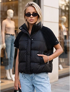 Krótka kamizelka damska pikowana czarna model 22341157 - FashionStreet