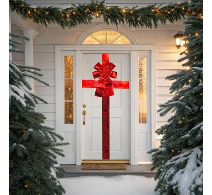 Závěs na dveře 33x42 cm červená stuha Závěs na dveře 33x42 cm červená stuha