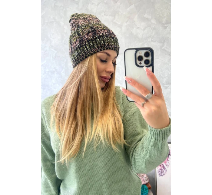 Fleecová čepice Melisa K241 black+olive