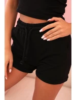Dámské bavlněné šortky s gumou a šňůrkou v pase černé
