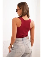 Dámská pruhovaná tílko s ozdobnou nášivkou bordová