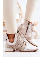 Kožené kozačky model 21576781 Světle béžová - Maciejka