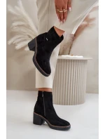 Dámské Botky Na Podpatku Zateplené Eko Semišové Černé model 21669122 - Boto Dámské Botky Na Podpatku Zateplené Eko Semišové Černé model 21669122 - Boto