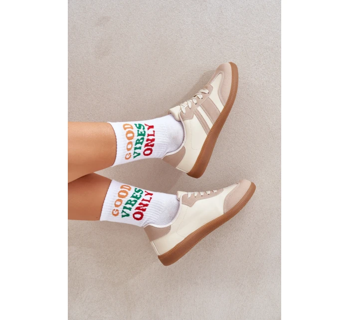 Nízké Dámské Tenisky Z Eko Kůže Béžové model 21683211 - Boto Nízké Dámské Tenisky Z Eko Kůže Béžové model 21683211 - Boto