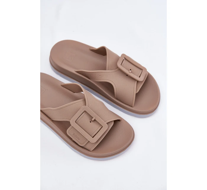 Vonné Dámské Pantofle S Dekorativní Přezkou Béžové ZAXY RR285076