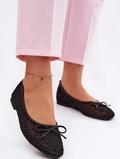Síťované baleríny s ozdobou model 22099987 Černé - VINCEZA