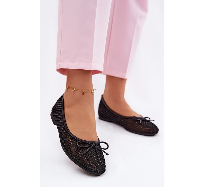 Síťované baleríny s ozdobou Vinceza 62270 Černé