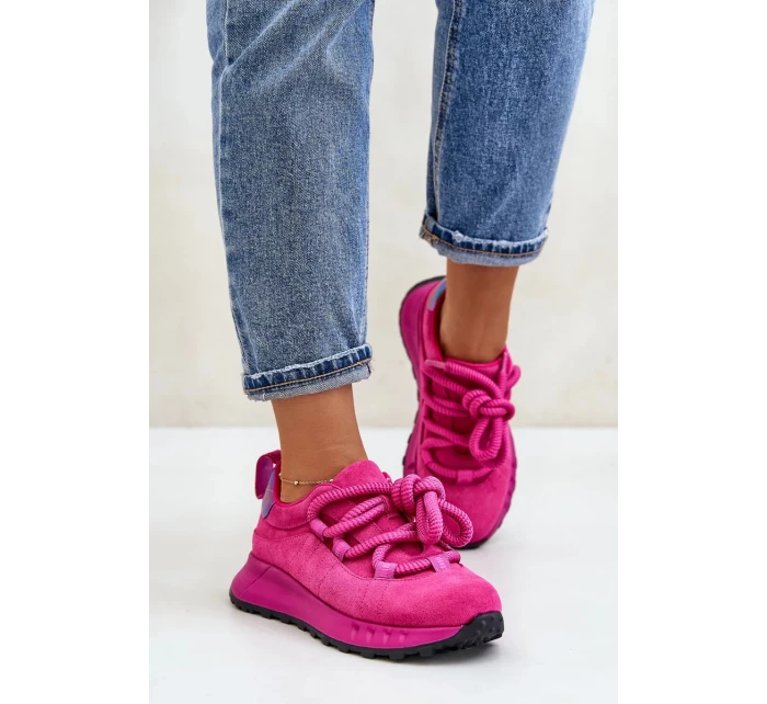 Semišové Dámské Tenisky S Tlustým Šněrováním Artiker Fuchsie Semišové Dámské Tenisky S Tlustým Šněrováním Artiker Fuchsie