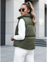 Dámská přechodná krátká prošívaná dvoucestná zelená vesta LEOVELLA FashionStreet TY5496