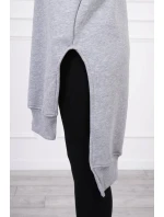 Zateplená mikina s bočními rozparky šedá