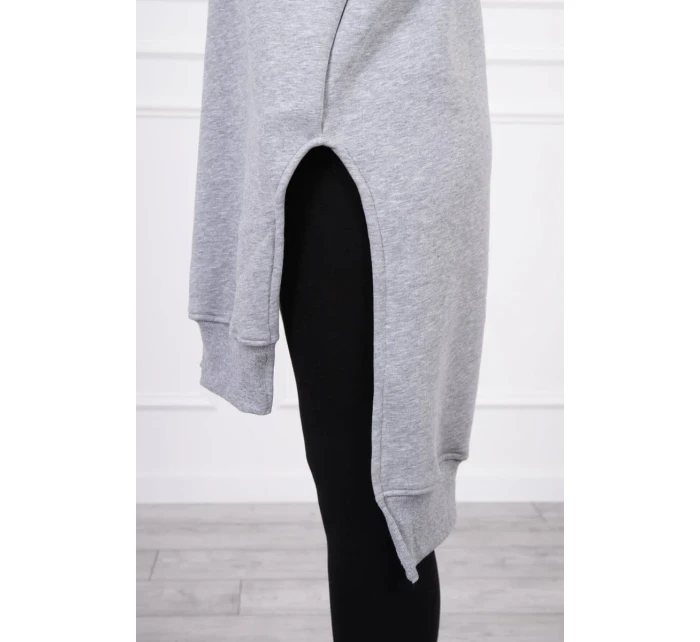 Zateplená mikina s bočními rozparky šedá