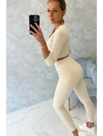 Pruhovaná souprava světle béžová