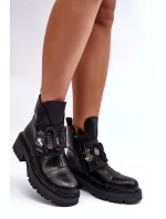 Boty Na Plochém Podpatku A Platformě Sztyblety Černé Linestta