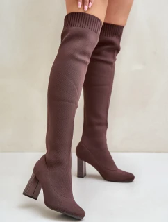 Se Po Kolena Na Podpatku Tmavě Zelené model 21679779 - Boto