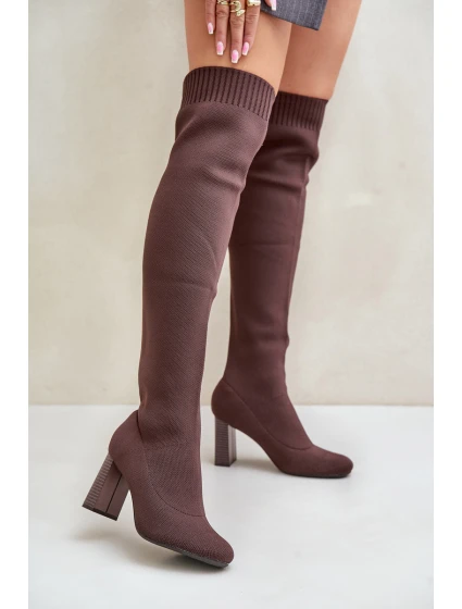 Se Po Kolena Na Podpatku Tmavě Zelené model 21679779 - Boto