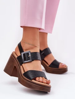 Dámské sandály na masivním podpatku a platformě Černé Vinceza 17387
