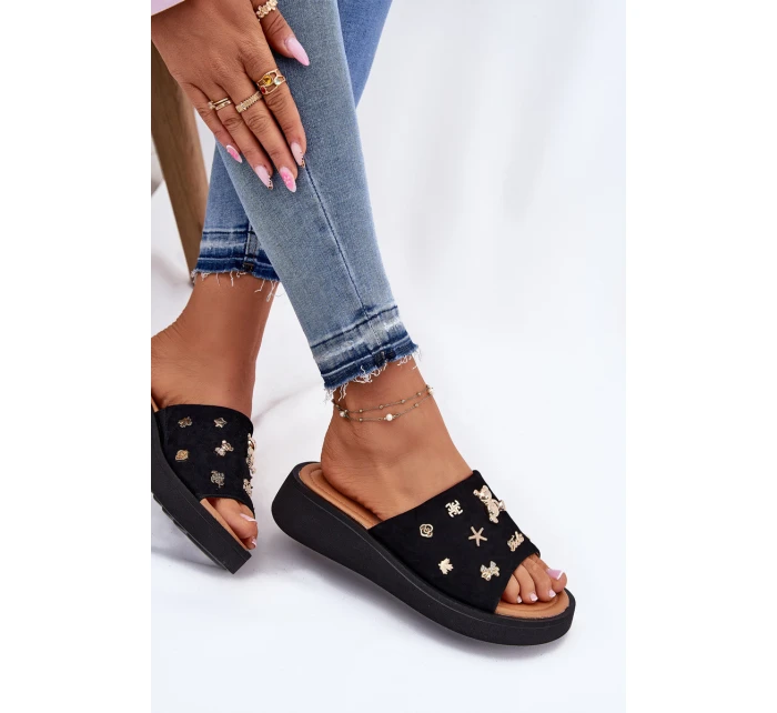 Dámské Semišové Pantofle S Černé model 21697722 - VINCEZA