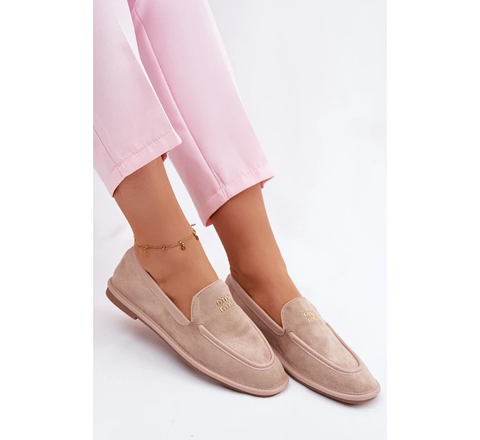 Dámské ploché mokasíny s lemovkou Vinceza Béžové Dámské ploché mokasíny s lemovkou Vinceza Béžové