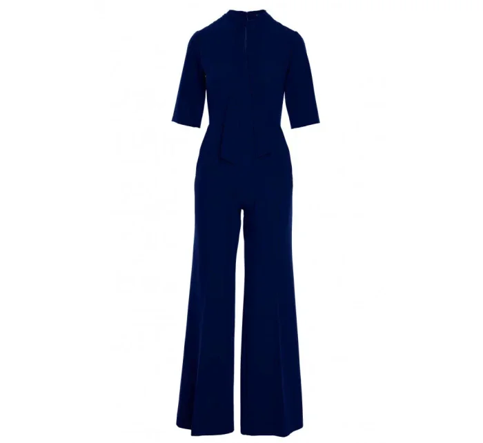 Dámský elegantní overal se zavazováním za krkem model 21184649 tmavě modrý - STYLOVE