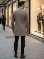 Pánský jednořadový kabát hnědý FashionStreet CX0442 Pánský jednořadový kabát hnědý FashionStreet CX0442