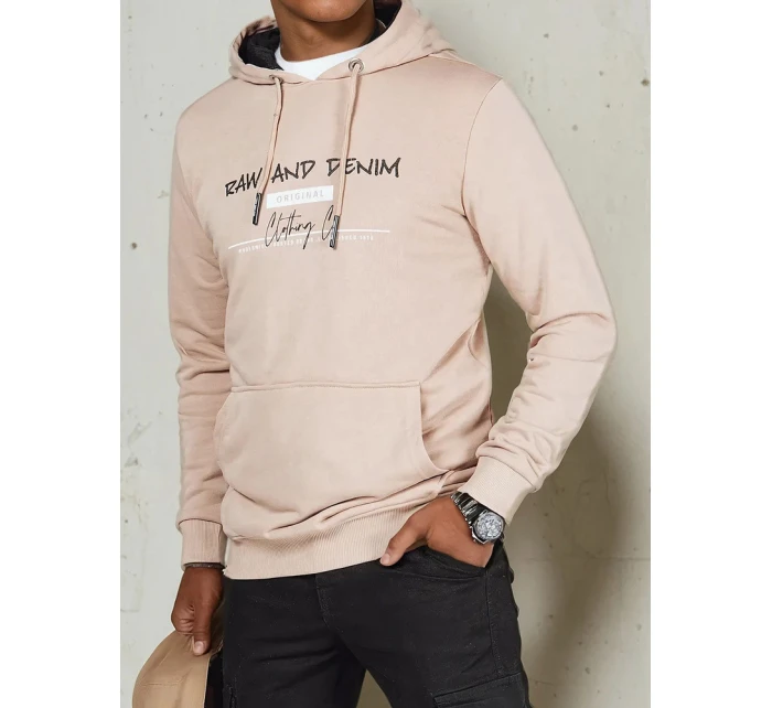 Pánská béžová mikina s potiskem FashionStreet BX5711 Pánská béžová mikina s potiskem FashionStreet BX5711