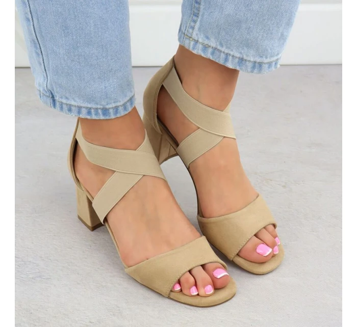 Dámské sandály na podpatku béžové Filippo DS6920