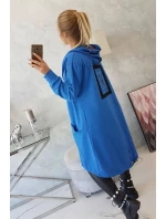 Chrpově modrá bunda s kapucí nadměrné velikosti Chrpově modrá bunda s kapucí nadměrné velikosti