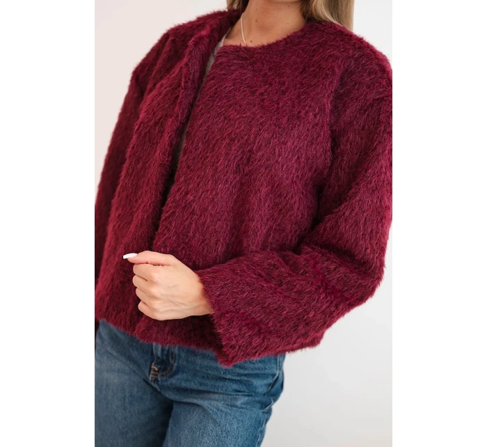 Dámská bunda bez zapínání model 21345073 bordová - K-Fashion