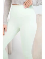 Dámské legíny s vysokým pasem a elastickým pasem mátové