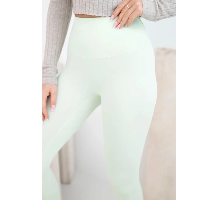 Dámské legíny s vysokým pasem a elastickým pasem mátové