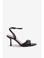 Dámské sandály na podpatku z eko kůže Černé Sedira Dámské sandály na podpatku z eko kůže Černé Sedira