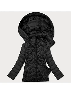 Prošívaná plus size bunda s kapucí J Style černá (16M9267-392)