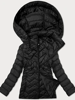 Prošívaná plus size bunda s kapucí J Style černá (16M9267-392)