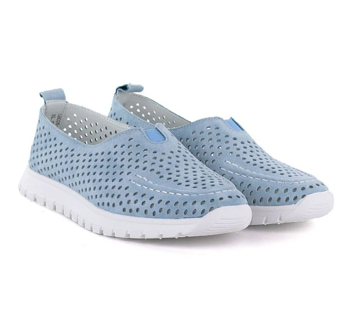 Dámská kožená prolamovaná modrá polobotka Vinceza 93220