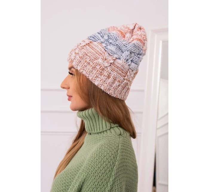 Fleecová čepice Dolores K303 camel+jeans+red Fleecová čepice Dolores K303 camel+jeans+red