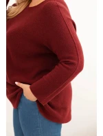 Svetr dámský plus size s lodičkovým výstřihem bordový Svetr dámský plus size s lodičkovým výstřihem bordový