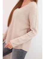 Dámský svetr s viskózou a výstřihem do V tmavě béžový Dámský svetr s viskózou a výstřihem do V tmavě béžový