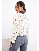 Dámský letní krajkový svetr s knoflíky a dlouhým rukávem černý