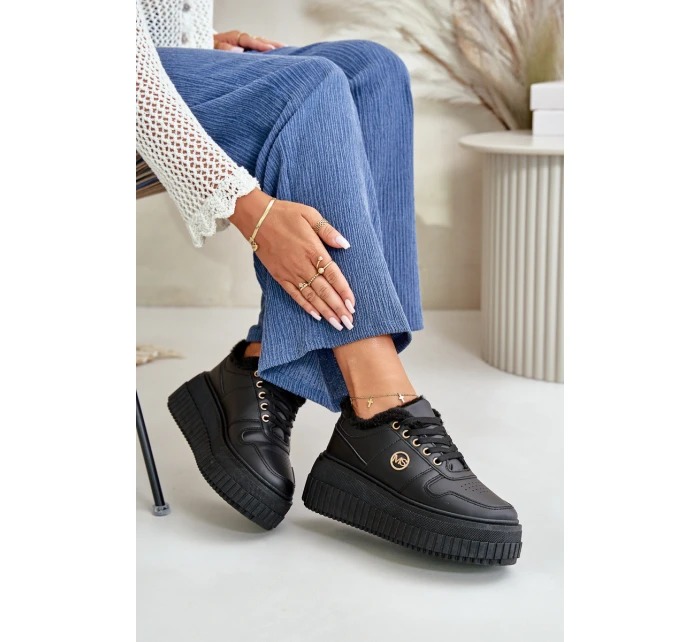 Sneakersy Sportovní Obuv Dámská Zateplená Na Masivní Podešvi Černé model 21668413 - Boto Sneakersy Sportovní Obuv Dámská Zateplená Na Masivní Podešvi Černé model 21668413 - Boto