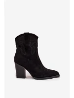 Dámské kovbojky na podpatku Eko semiš Černé model 21714706 - Boto Dámské kovbojky na podpatku Eko semiš Černé model 21714706 - Boto
