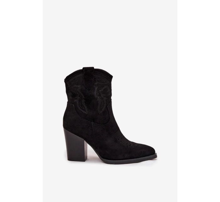 Dámské kovbojky na podpatku Eko semiš Černé model 21714706 - Boto Dámské kovbojky na podpatku Eko semiš Černé model 21714706 - Boto