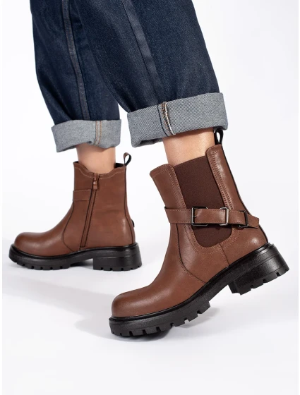 Komfortní hnědé kotníčkové boty dámské platforma Komfortní hnědé kotníčkové boty dámské platforma