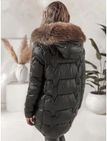 Dámská zimní bunda NORINA prošívaná s kožešinou černá FashionStreet TY5054