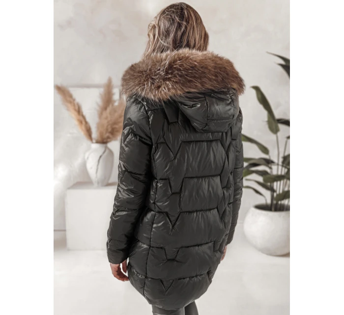 Dámská zimní bunda NORINA prošívaná s kožešinou černá FashionStreet TY5054
