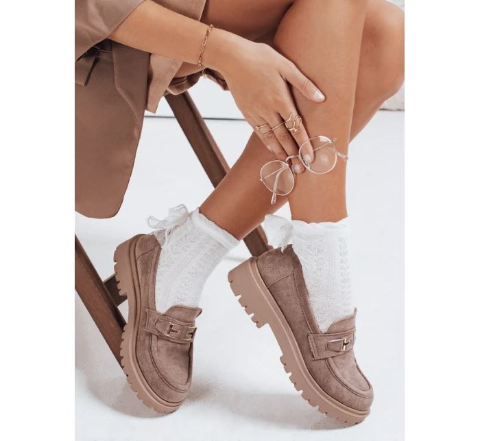 Dámské semišové béžové mokasíny FashionStreet ZY1126