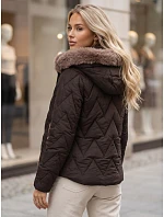 Dámská zimní prošívaná bunda s odnímatelným límcem, hnědá, FashionStreet TY6084 Dámská zimní prošívaná bunda s odnímatelným límcem, hnědá, FashionStreet TY6084