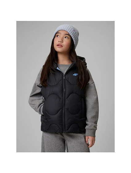 Dívčí bunda bez rukávů s kapucí 4F 4FJRSS26TVJAF355-20S dětská