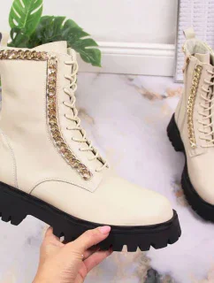 Zateplené kožené boty s řetězem Artiker W HBH40